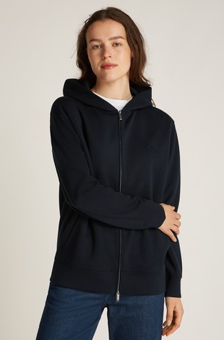 Relaxed Viscose Blend Zip Up Hoodie
