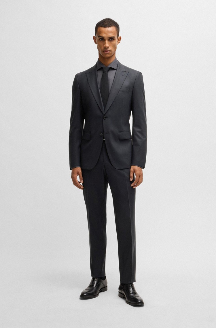 HUGO BOSS Slim-fit suit in a micro-patterned wool blend Black 