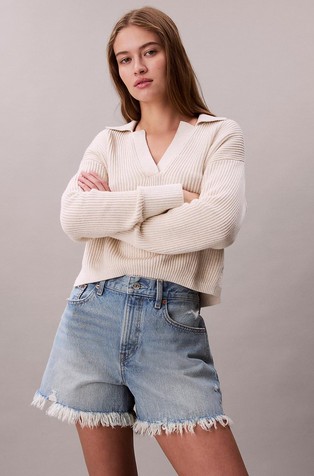 90s relaxed fit denim kratke hlače z resastimi robovi