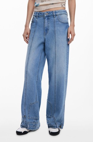 Ravne jeans hlače z obrnjenim učinkom