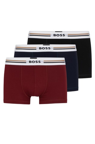 Three-pack of soft-touch stretch trunks with logo waistbands