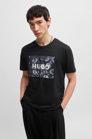 Regular fit majica iz bombažnega jerseya s potiskom