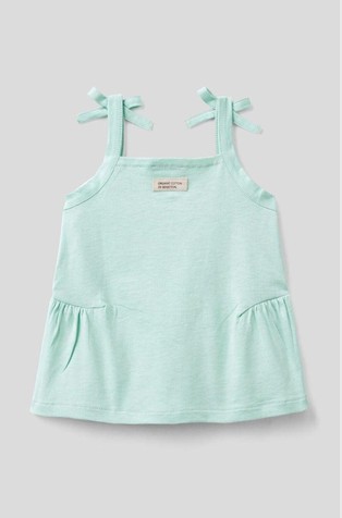 BENETTON Bombažna majica z naramnicami Zelena - Green 2