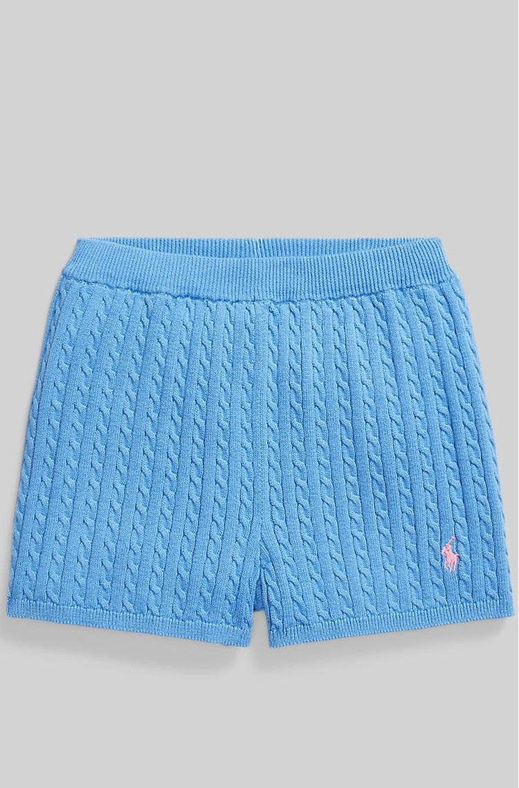 RALPH LAUREN Pletene bombažne kratke hlače Modra - Harbor Island Blue / Laguna Pink 