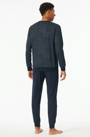 SCHIESSER Fine Interlock - long pajamas in cotton Dark Blue / Multi 2