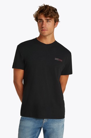 Regular fit logo majica z neenakomerno zankasto teksturo