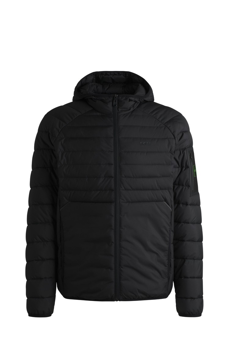 HUGO BOSS Vodoodbojna prešita bunda z odsevnimi detajli Črna - Black 