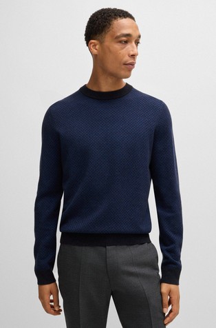 Regular-fit sweater in wool and cotton blend