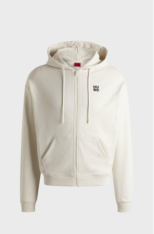 Cotton-terry zip-up hoodie with stacked logo