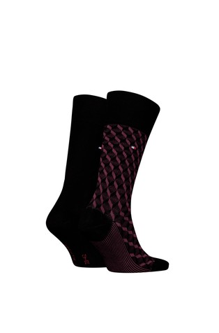 TOMMY HILFIGER Paket 2 parov nogavic Črna - Black/Pink 2