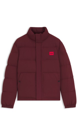 Water-repellent padded jacket with logo patch