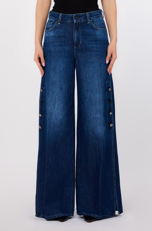 Flared jeans with high slits