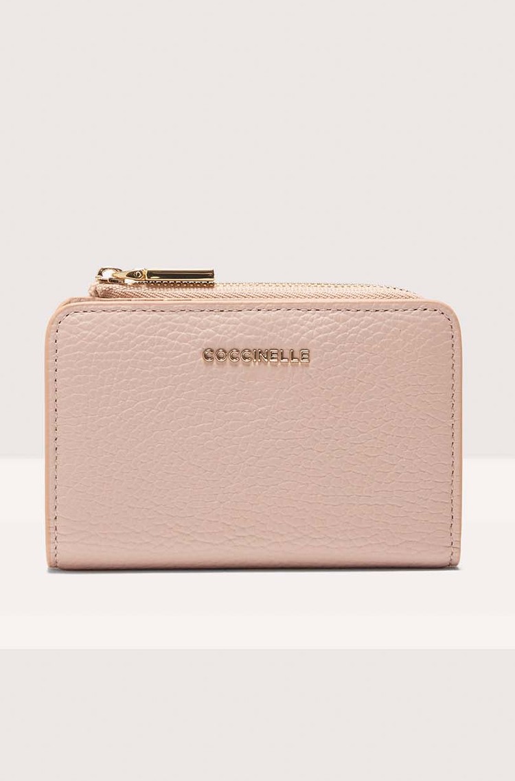 COCCINELLE Metallic Soft usnjena denarnica Bež - Rosette 