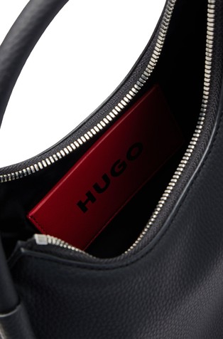 HUGO BOSS Torbica za čez ramo iz umetnega usnja s kovinskim logotipom Črna - Black 2