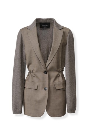 Bistretch wool blend blazer in with knitted back