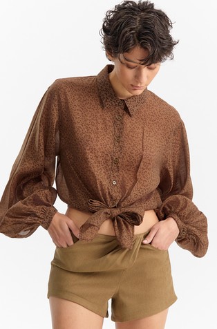 Prosojna srajca z leopardjim vzorcem