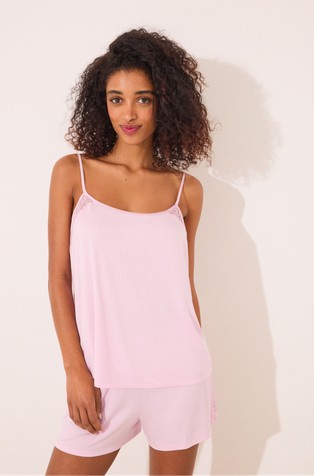 Viscose short pyjamas with lace details