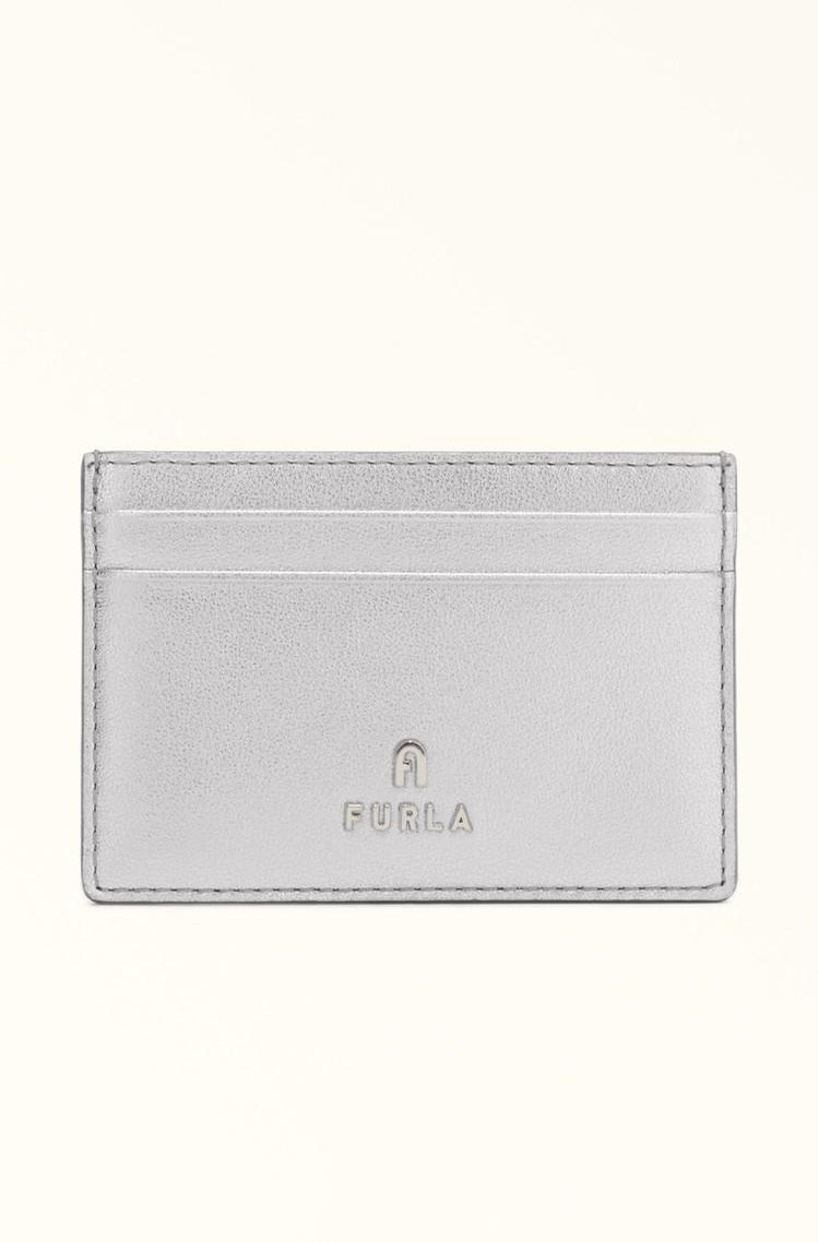 FURLA Denarnica za kartice s kovinskim leskom Srebrna - Silver 