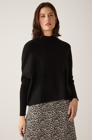 Relaxed fit pleten pulover iz viskozne mešanice