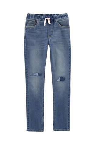 Elastic denim trousers