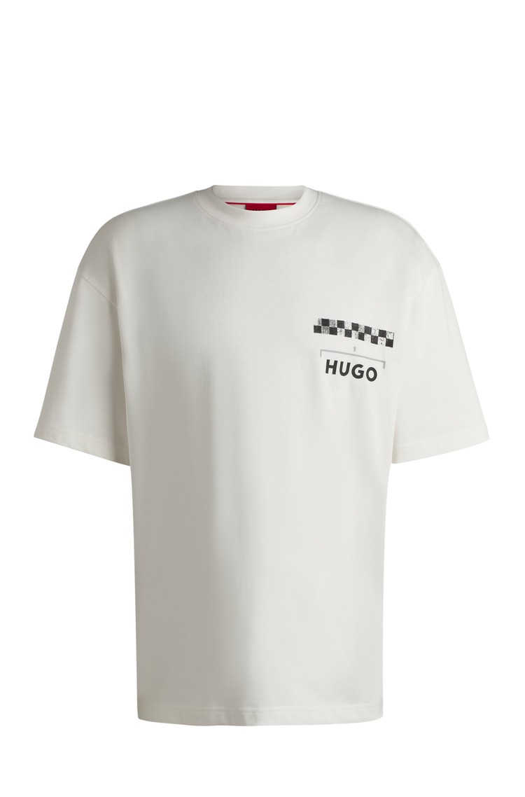 HUGO BOSS Cotton-jersey T-shirt with large back prints Natural 