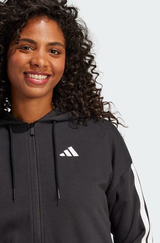 ADIDAS Essentials 3-Stripes French Terry Full-Zip Hoodie Black / White 4