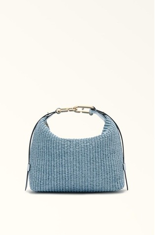 Mini Raffia-effect Hobo Bag