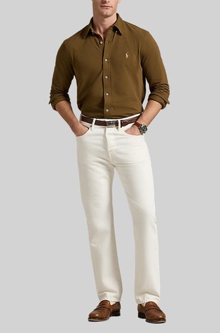 RALPH LAUREN Featherweight Mesh Shirt Nature Brown 3