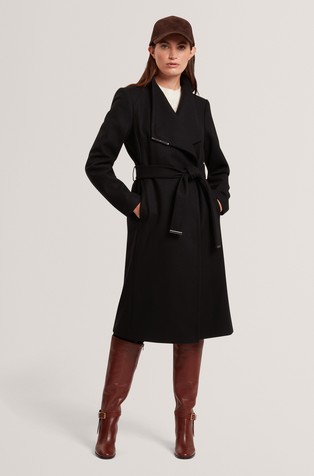 Midi Length Wool Wrap Coat