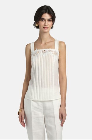 Majica z naramnicami in vezenino