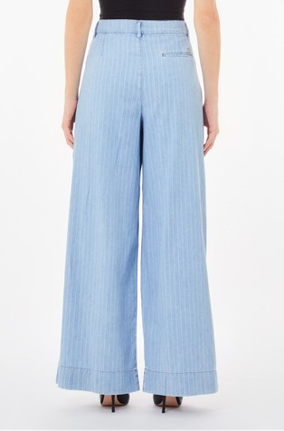 LIU JO Pinstripe denim palazzo trousers Blue 2