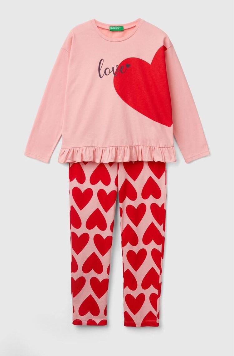BENETTON Long cotton heart pyjamas Pink 