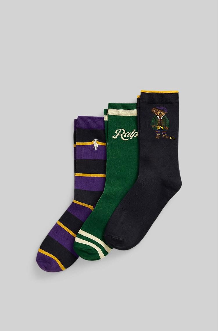 RALPH LAUREN Polo Bear Crew Sock 3-Pack Multi 