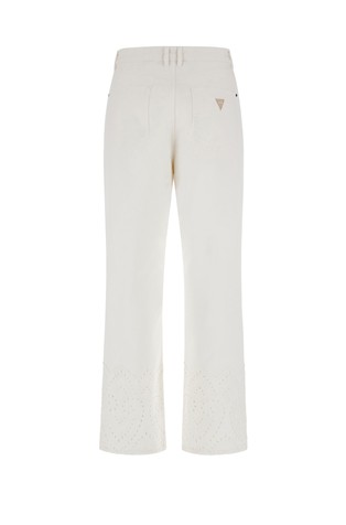 GUESS Straight fit jeans hlače z vezenino Bela - White 2