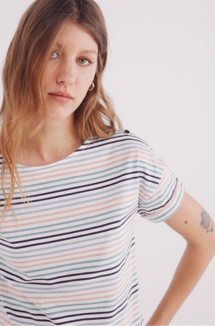 SPRINGFIELD Turn-up sleeve T-shirt with shoulder buttons Multi 3