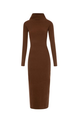 Slim fit dolga pletena volnena obleka