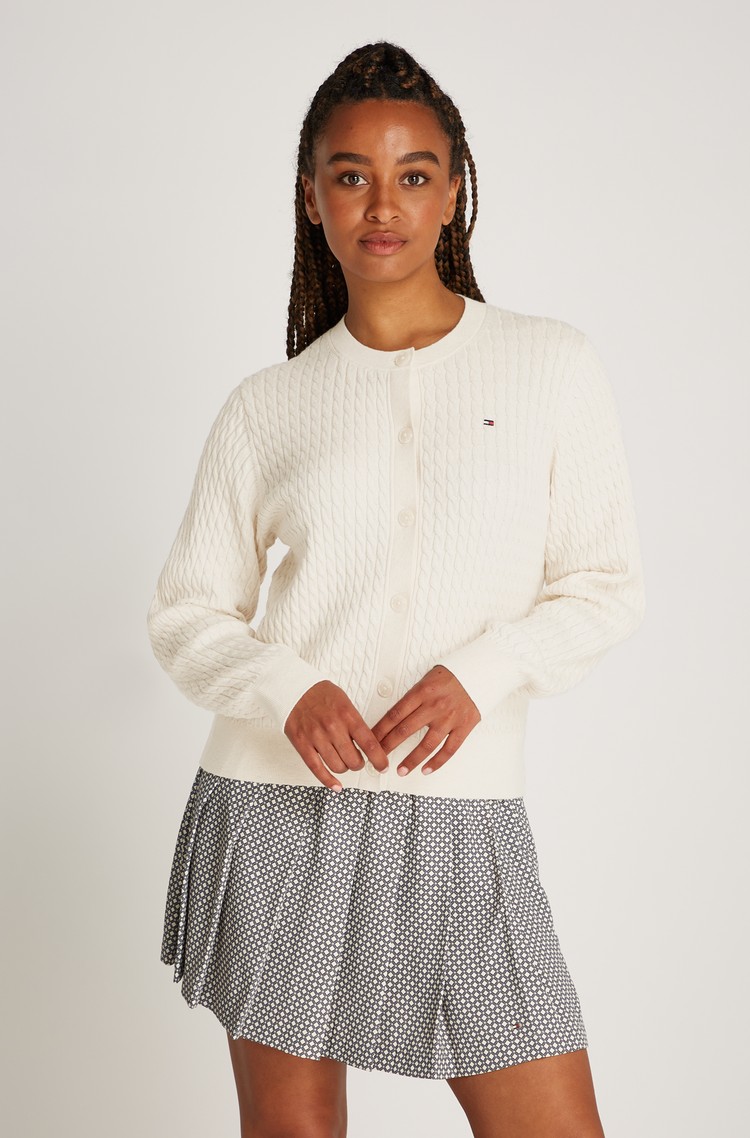 TOMMY HILFIGER Knitted cotton cardigan Cream 