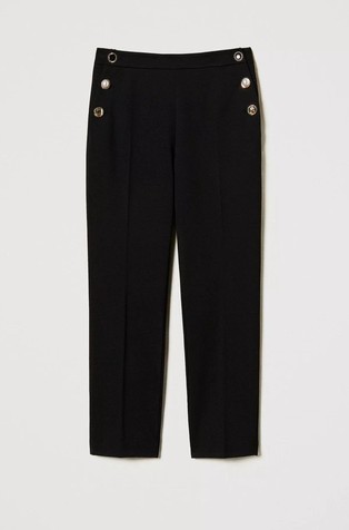 TWINSET Cropped trousers with jewel buttons Black 2