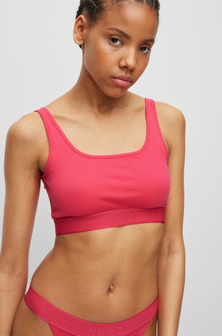 Logo-waistband bralette in stretch cotton