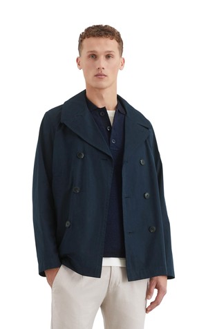 Caban jacket in a water-repellent material mix