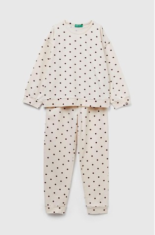 Bombažna pižama z dolgimi rokavi in pikčastim vzorcem