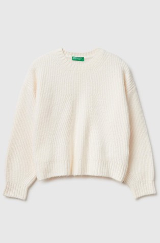 Sweater in ribbed cotton blend
