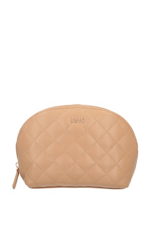 Quilted faux-leather cosmetic bag