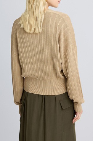 LIU JO Viscose and lurex®-blend knit cardigan Beige 2