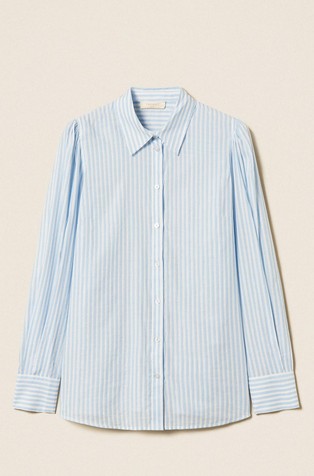 Striped poplin shirt