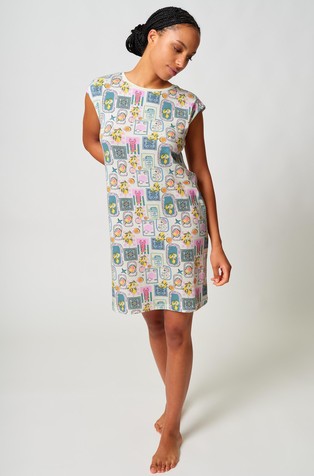 Night In Skiny 03 vzorčasta spalna srajca s kratkimi rokavi