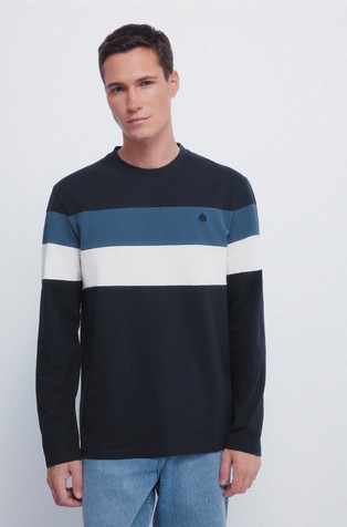 Long sleeve piqué striped T-shirt