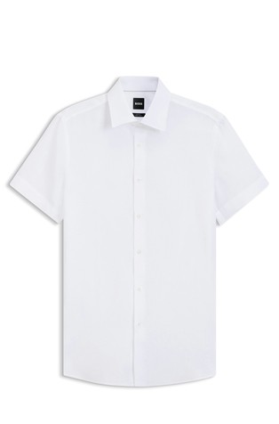 Slim-fit short-sleeved shirt linen