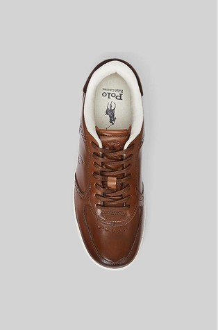 RALPH LAUREN Masters Court Burnished Leather Sneaker Tan 4