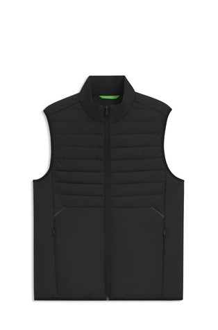 Water-repellent gilet with decorative reflective accents